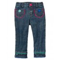 Calça Jeans Botões de flores - 6 a 12 meses - Gymboree
