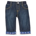 Calça jeans barra reversa coruja - 3 a 6 meses - Gymboree