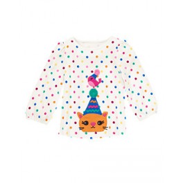 Blusa M/L Branca com bolinhas - 6 a 12 meses - Gymboree