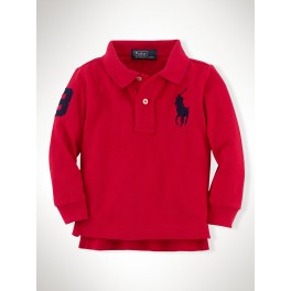 Polo Ralph Lauren M/L Vermelha  - 12 Meses