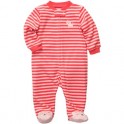 Pijama com pés Listrado Coral - 3 meses - Carter´s