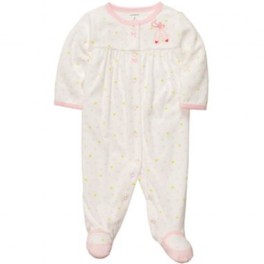 Pijama com pés Listrado Marfim  - 3 meses - Carter´s
