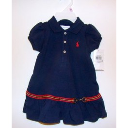 Vestido Equestre Polo New Port Marinho - 9 meses - Ralph Lauren