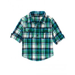 Camisa Xadrez M/L Verde - 6 a 12 meses