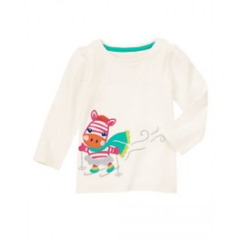 Camiseta Branca M/L Zebra no Ski - Gymboree - 6 a 12 meses Camiseta Branca M/L Zebra no Ski - Gymboree - 6 a 12 meses