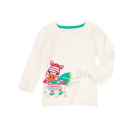 Camiseta Branca M/L Zebra no Ski - Gymboree -  6 a 12 meses