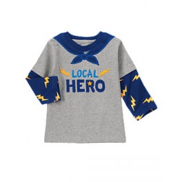 Camisa Manga Longa Capa Heroi - Gymboree - 6 a 12 Meses