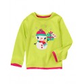 Camiseta M/L Boneco de Neve verde - 12 a 18 meses