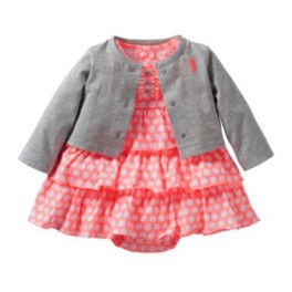 Conjunto 2 Pçs Vestido de bolinhas e Cardigan - Carter's - 24 meses