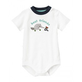 Body Manga Curta Branco Best Friend - 0 a 3 meses - Gymboree