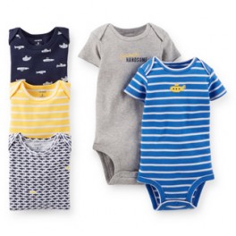 Kit Bodys Carter's Manga Curta- 5 Pçs - Menino - 12 Meses Kit Bodys Carter's Manga Curta- 5 Pçs - Menino - 12 Meses