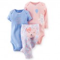 Conjunto Carter´s 3 Pçs Body M/L Body M/C e Calça - 9 Meses