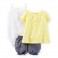 Conjunto Carter´s 3 Pçs Amarelo e Branco - 12 meses - Menina