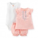 Conjunto Carter´s 3 Pçs Laranja e Branco - 12 meses - Menina