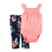 Conjunto Carter´s 2 Pçs - Body regata e Calça - Pink Floral - 9 Meses