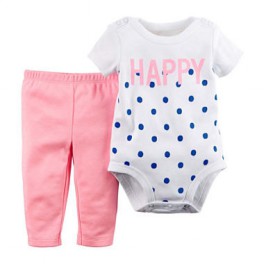 Conjunto Carter´s 2 Pçs - Body regata e Calça - Marfim Pink - 6 Meses