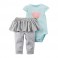 Conjunto Carter´s 2 Pçs - Body regata e Calça com Tutu - Cinza Coração  - 9 Meses