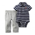 Conjunto Carter´s 2 Pçs - Body regata e Calça - Menino - Marinho Listrado  - 9 Meses