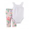 Conjunto Carter´s 2 Pçs - Body regata e Calça - Branco Floral - 24 Meses