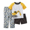 Conjunto Carter´s 3 Pçs - Shorts, Camiseta e Calça - Menino - Construção - 18 meses