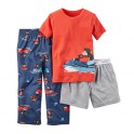 Conjunto Carter´s 3 Pçs - Shorts, Camiseta e Calça - Menino - Macaco Vermelho - 24 meses