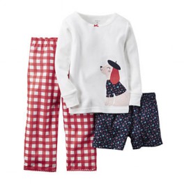 Conjunto Carter´s 3 Pçs - Camiseta M/L Calca e Shorts - Red Dog - 2T