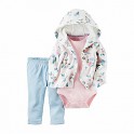 Conjunto Carter´s 3 pçs Blusa Body e Calça Floral - Menina - 24 Meses